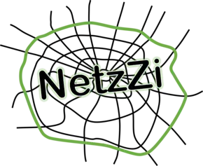 Logo von NetzZi mit grünem, unregelmäßigem handgezeichnetem Rahmen um den Schriftzug